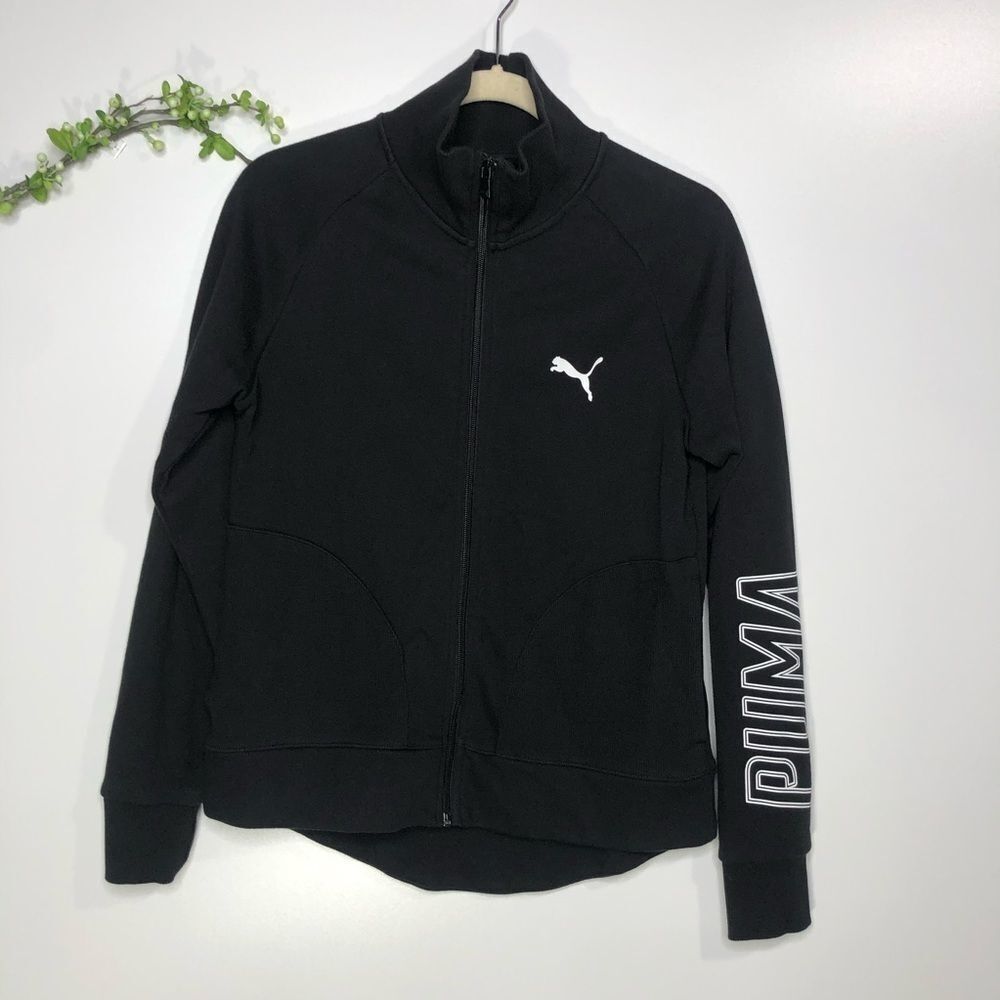 Puma Black Logo Zip Up Sweatshirt Jacket